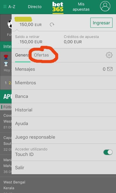 seccion ofertas bono bet365