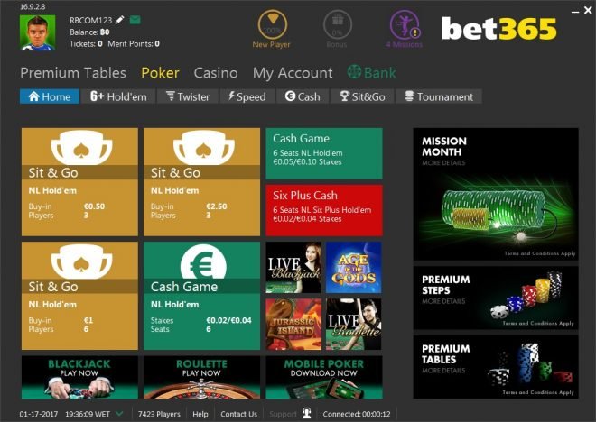 lobby poker bet365